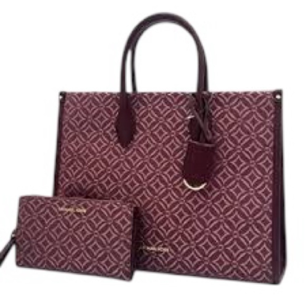 NWT MICHAEL KORS Mirella Large Metallic Logo Jacquard Tote With Matching Wallet - Picture 3 of 15